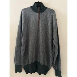 Orvis Quarter Zip Wool Knit Pullover Sweater Mens XL Houndstooth Hunting